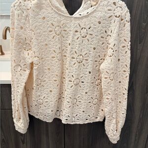 Sezane Cream Lace Women's Top